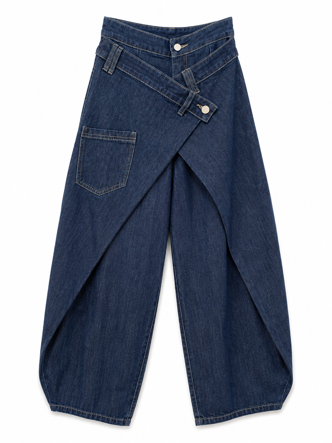 Wrap Waist Wide Leg Jeans