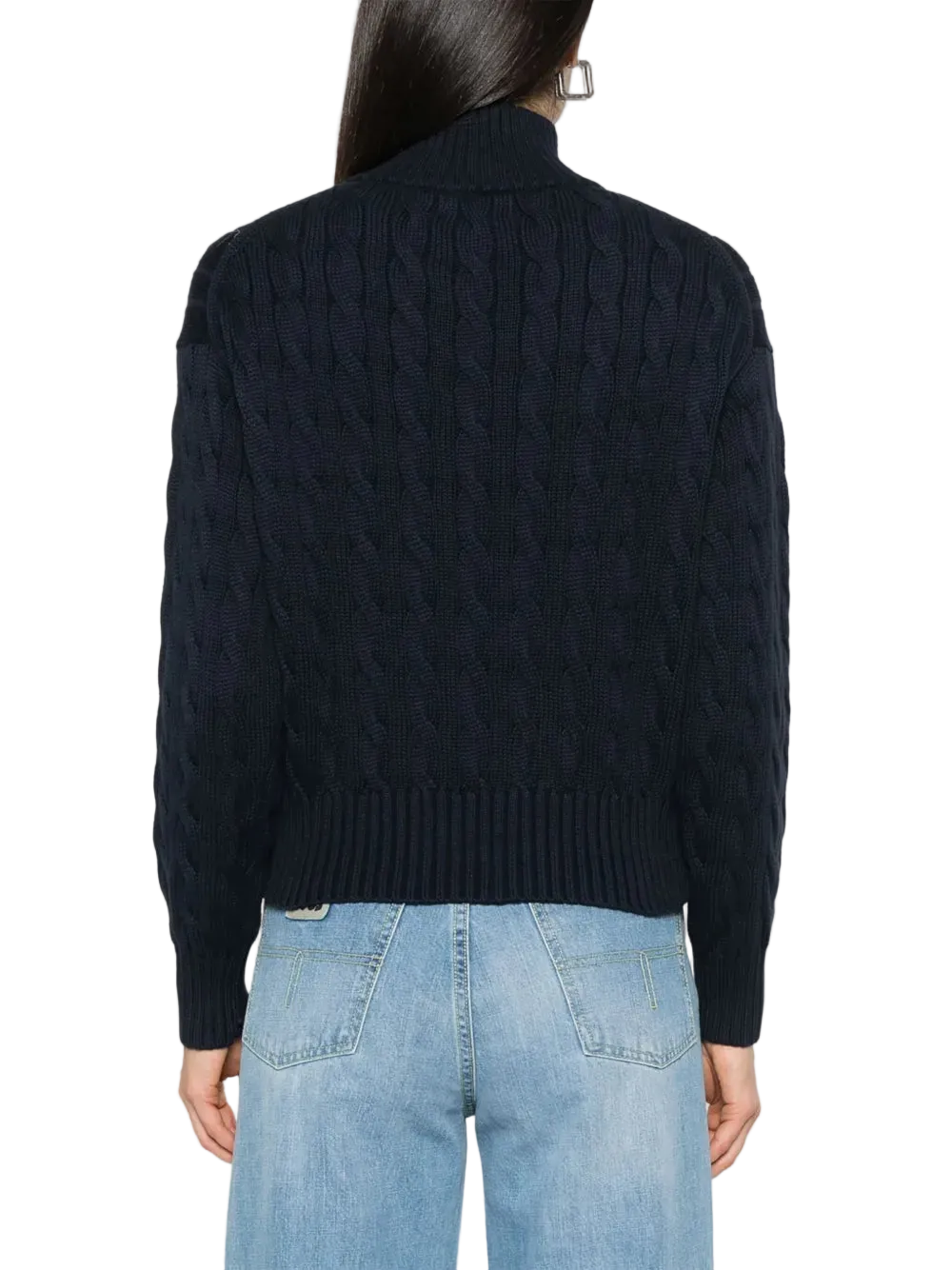 Suéter Polo Ralph Lauren Tejido de Ochos Cierre 1/4 Negro
