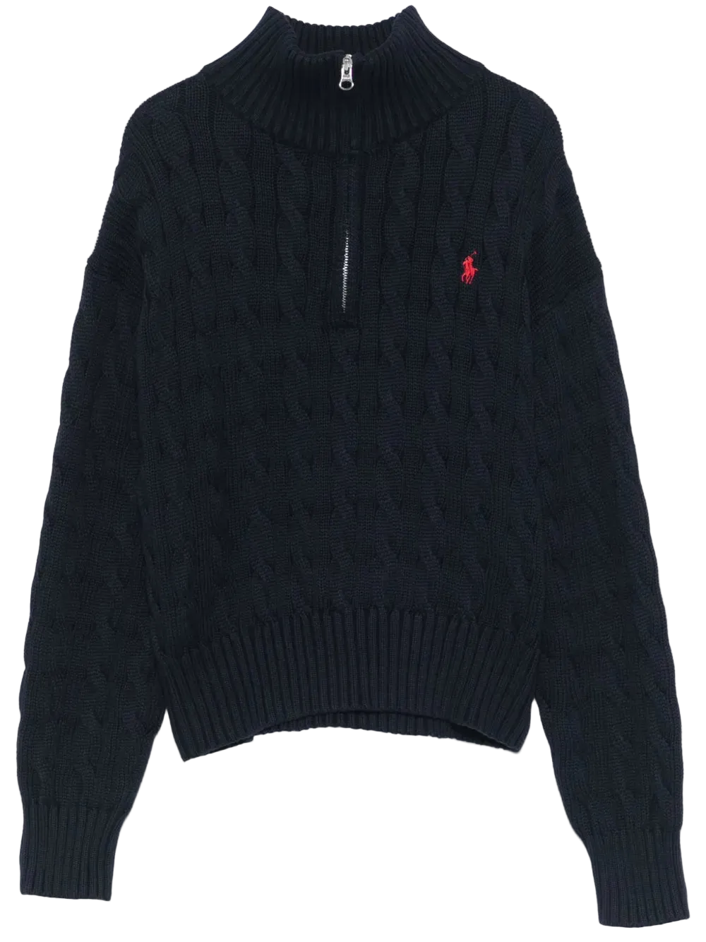 Suéter Polo Ralph Lauren Tejido de Ochos Cierre 1/4 Negro