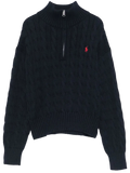Suéter Polo Ralph Lauren Tejido de Ochos Cierre 1/4 Negro
