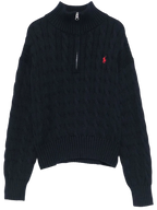 Suéter Polo Ralph Lauren Tejido de Ochos Cierre 1/4 Negro