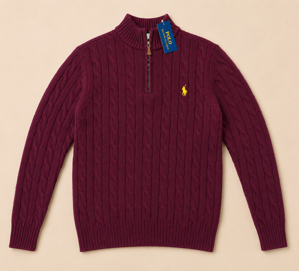 Polo Ralph Lauren Cable Knit Half-Zip – Burgundy