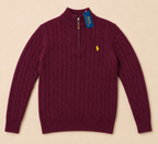 Polo Ralph Lauren Cable Knit Half-Zip – Burgundy