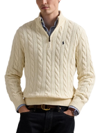 Suéter Polo Ralph Lauren Tejido de Ochos Cierre 1/4 Beige