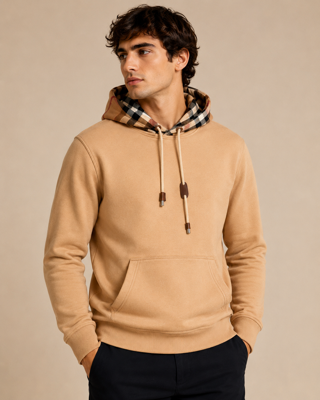 Burberry Check Hoodie – Camel