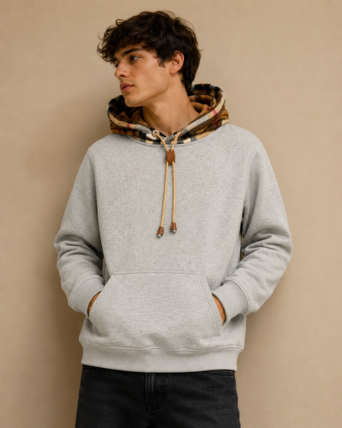 Burberry Check Hoodie – Grey