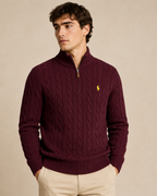 Polo Ralph Lauren Cable Knit Half-Zip – Burgundy