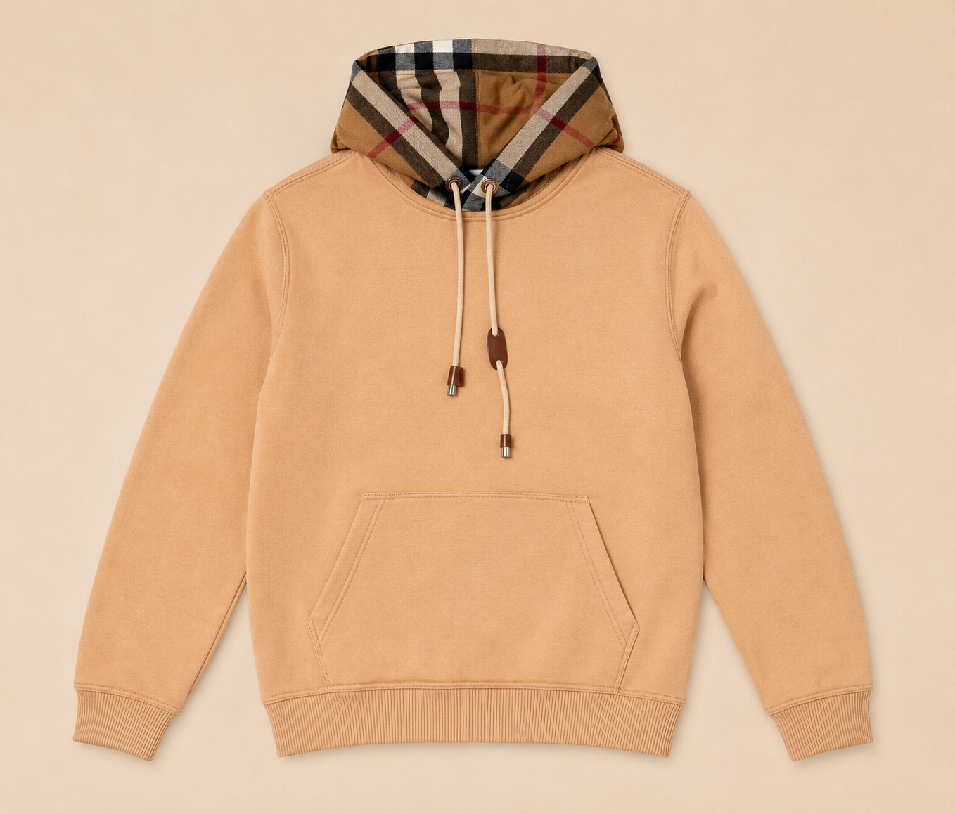 Burberry Check Hoodie – Camel