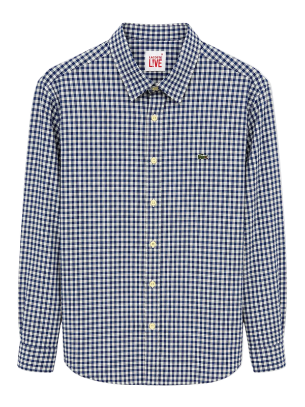 Camisa Lacoste Azul y Blanco