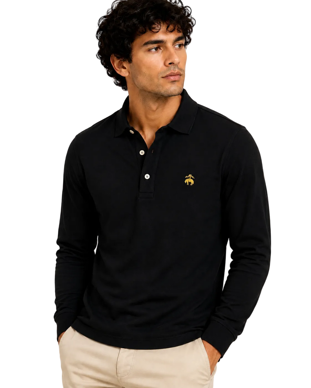 Brooks Brothers Polo Manga Larga Negra