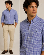 Vineyard Vines Camisa cuadros azul y blanco